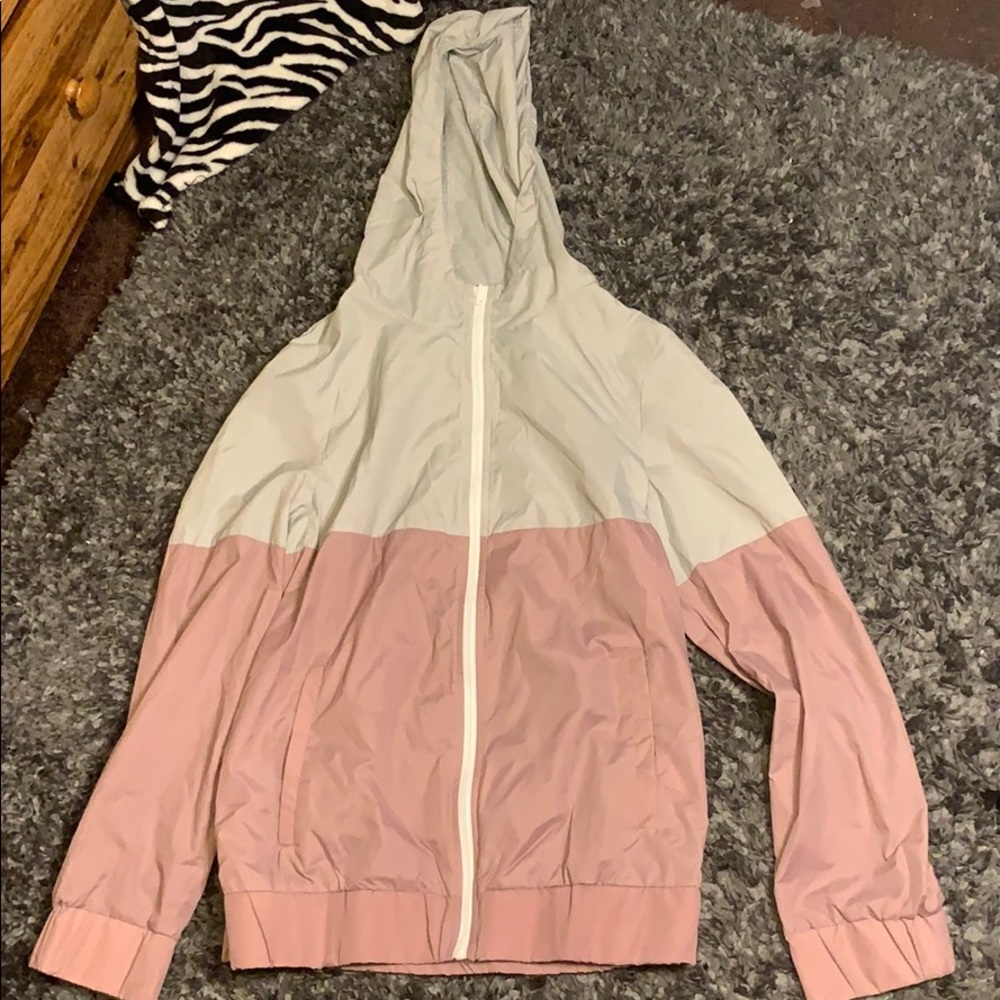 Grey and pink windbreaker